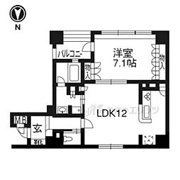 リーガル京都烏丸通り 1LDKの間取図画像