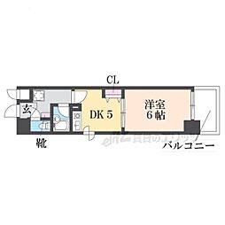 エスリード四条河原町 1DKの間取図画像