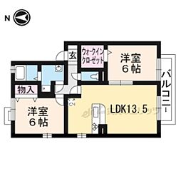 ロイヤルガーデン藤尾 2LDKの間取図画像