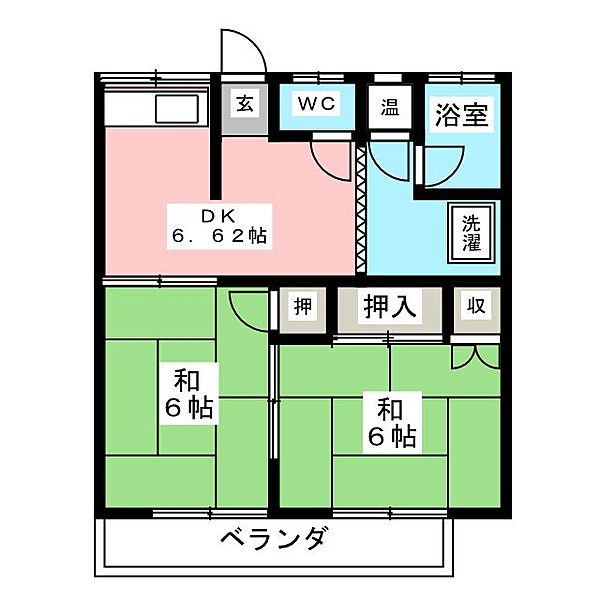 丸山アパート 201｜長野県長野市大字高田川端(賃貸アパート2DK・2階・42.53㎡)の写真 その2