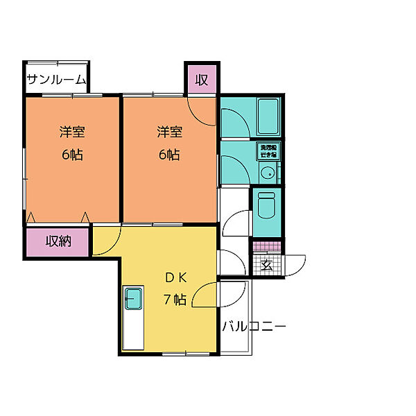 ハイツウィング金子 1-C｜長野県長野市平林２丁目(賃貸マンション2DK・1階・42.93㎡)の写真 その2