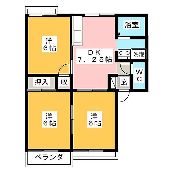 タウニィ稲葉　ＮＷ 201｜長野県長野市大字稲葉(賃貸アパート3DK・2階・53.79㎡)の写真 その2