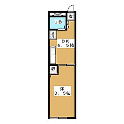 ファミーユ石堂 1DKの間取図画像
