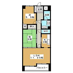 ダイアパレス長野大通りII 10階2LDKの間取り