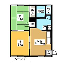 スクエアーハウス 2DKの間取図画像