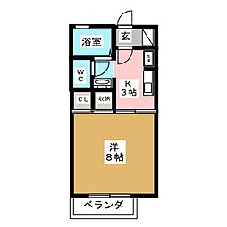 アネーロ和田　Ａ 1階1Kの間取り