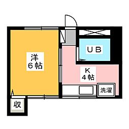 ファミーユ石堂 1Kの間取図画像