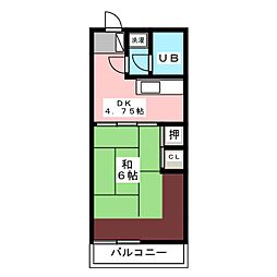 クーフナガノ 1Kの間取図画像