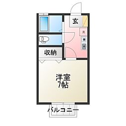 パインブリッジ 1Kの間取図画像