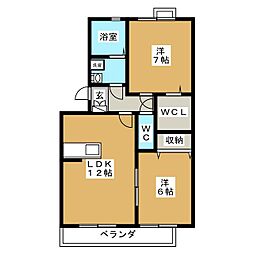 オッツ悠 2LDKの間取図画像