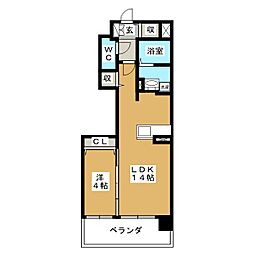 アヴァンセ東口 1LDKの間取図画像