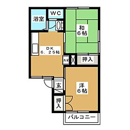 パークタウン北長野B 2DKの間取図画像