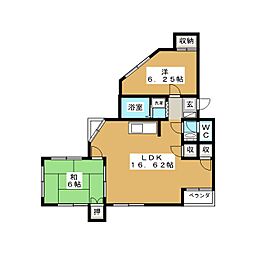 メゾン宮本 2LDKの間取図画像