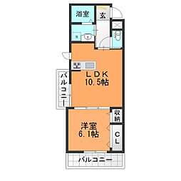 sumikawa 1LDKの間取図画像