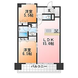 サーパス石堂ゲートマークス 2LDKの間取図画像