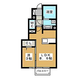 メゾンナカザワ 1LDKの間取図画像