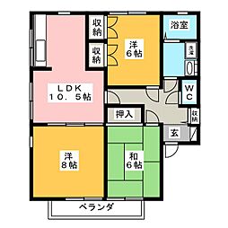 ラスベート21B 3LDKの間取図画像