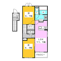 プレシャス・アイル 2LDKの間取図画像