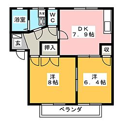 ワイド稲葉N 2DKの間取図画像