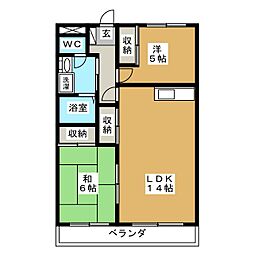 グリーンディヒルズ桜井C 2LDKの間取図画像