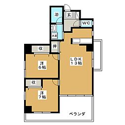 センターウイング 2LDKの間取図画像