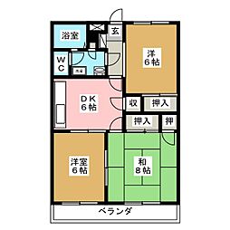 アーバンヴィオレ1991 3DKの間取図画像