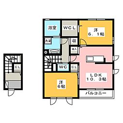 オーチャード 2LDKの間取図画像