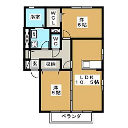 ウィルヴィラージュD 2LDKの間取図画像