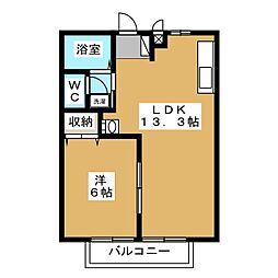 メゾン栄A 1LDKの間取図画像