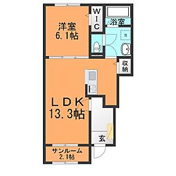 ルシエール 1LDKの間取図画像