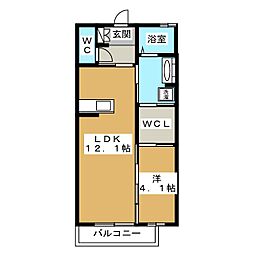 ルミエールクレスト 1LDKの間取図画像