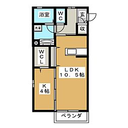 セジュール・アルス 1LDKの間取図画像