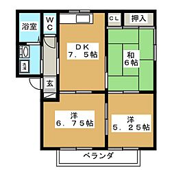 セピアB 3DKの間取図画像