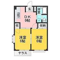アーバン稲葉 2DKの間取図画像