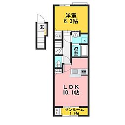 リンデンハイム2 1LDKの間取図画像