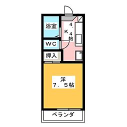 ベルメゾン安茂里 1Kの間取図画像