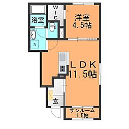 カーザ レガーメ 1LDKの間取図画像
