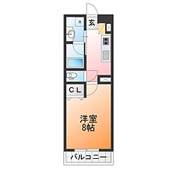 アーバングランデ南県 1Kの間取図画像
