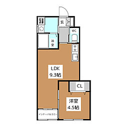 グランデージ松ヶ丘 1LDKの間取図画像