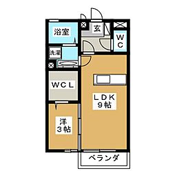 ラヴリィ・パートナーB 1LDKの間取図画像