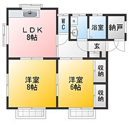 サンハイツ・メイプルB 2LDKの間取図画像