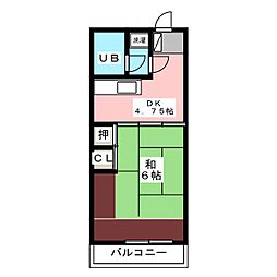 クーフナガノ 1Kの間取図画像