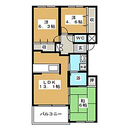 メイデンヘアー・A 3LDKの間取図画像
