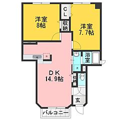 カーサグランデ 2LDKの間取図画像