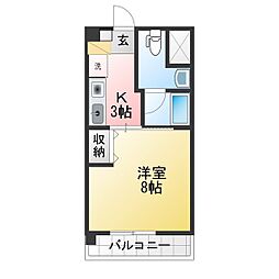 シティーコート岩石北館 1Kの間取図画像