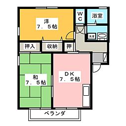 ロイヤルウイングB 2DKの間取図画像