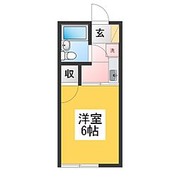 セジュール長里 1Kの間取図画像