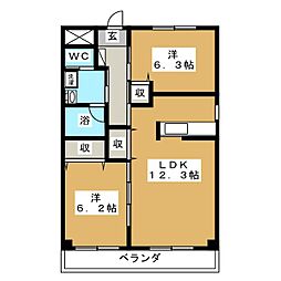 ライフコア上千田 2LDKの間取図画像