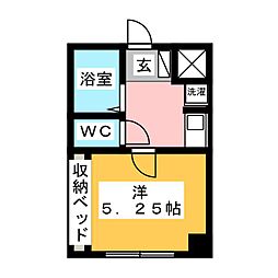 城山ハイツ2 1Kの間取図画像