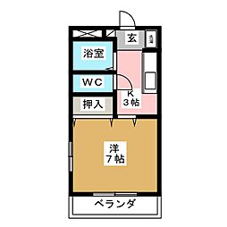 おおみなみアパート 1Kの間取図画像